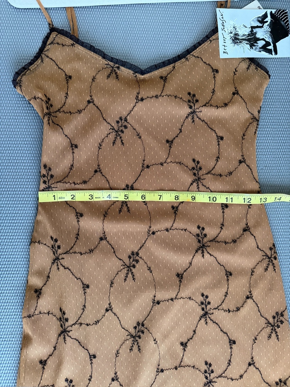 Vintage Betsey Johnson brown/black embroidered slip dress - Picture 11 of 12